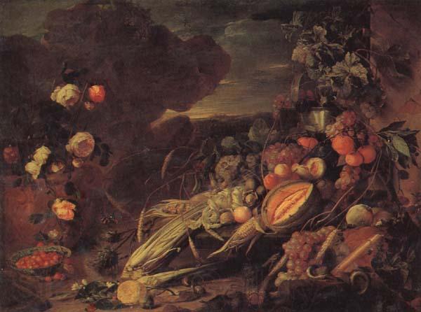 Jan Davidsz. de Heem Fruit and Flowers in a Vase